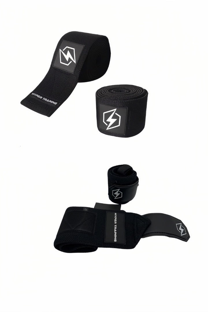 KNEE WRAP AND WRIST WRAP BUNDLE - BLACK